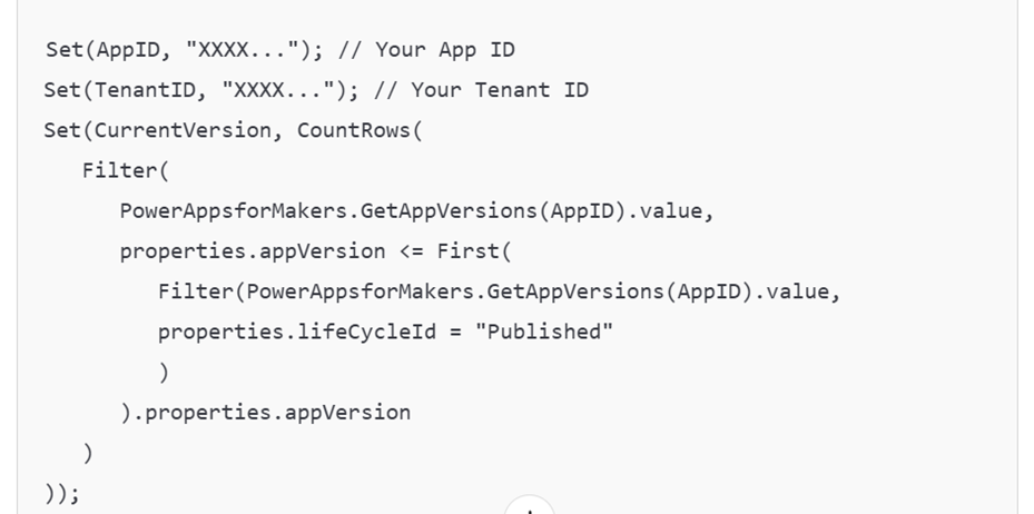 Set the App ID and Tenant ID values and compare the running version against the latest published version.