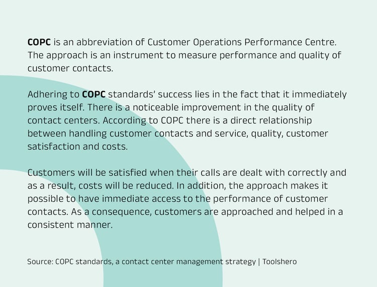 COPC standards, a contact center management strategy