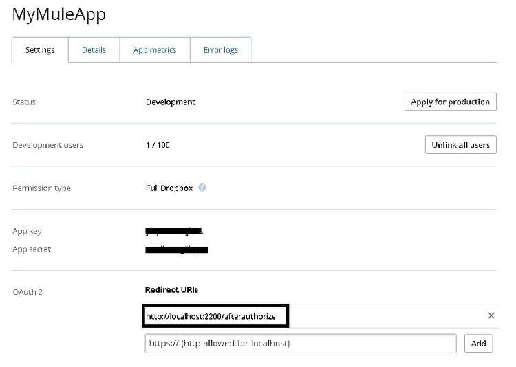 Integration with Dropbox using Mule ESB