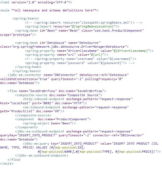 Test Automation of Mule Flows with Java Components and JDBC End Points, Save Order Xml