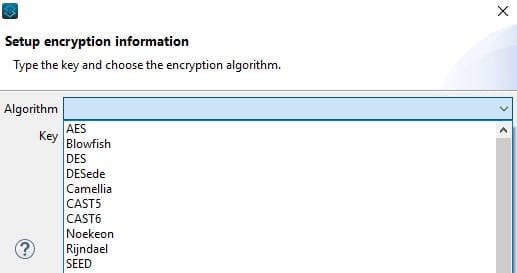 Setup encryption information