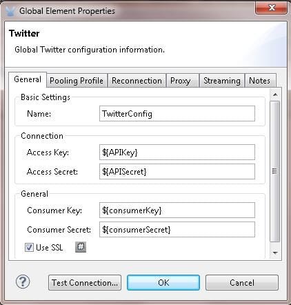 Integration with Twitter using Mule ESB, Configuring MuleESB Twitter Connector